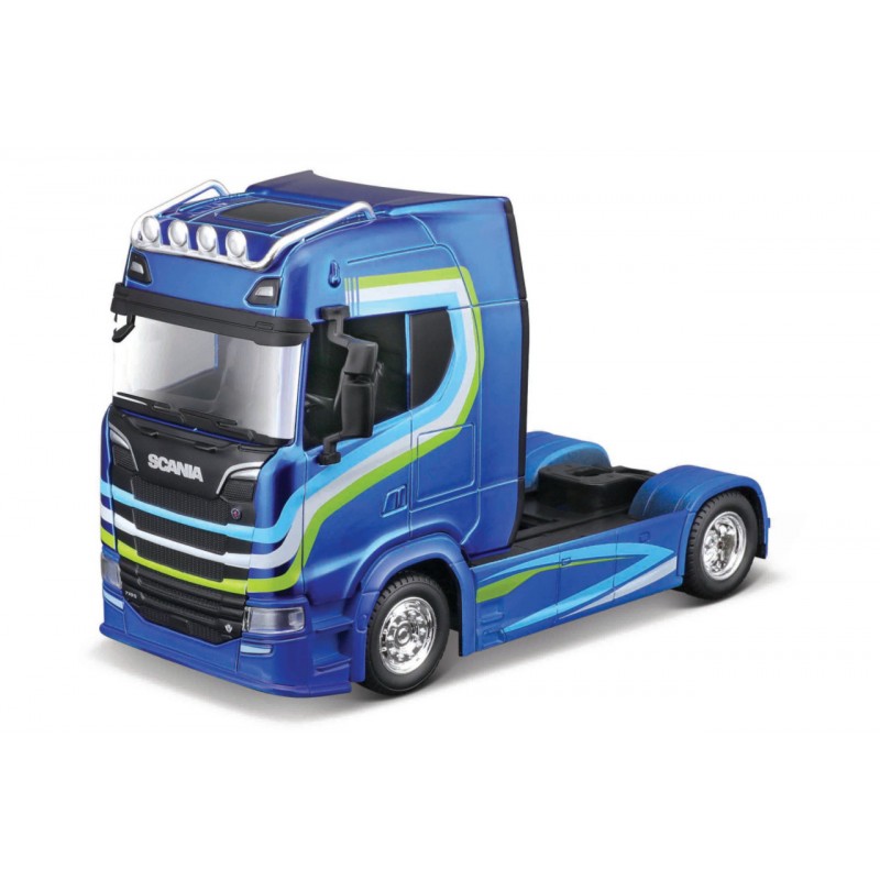 Bburago BBU 1:43 Haulers Custom Cabs Scania Niebieski – Idealny model dla młodych kierowców