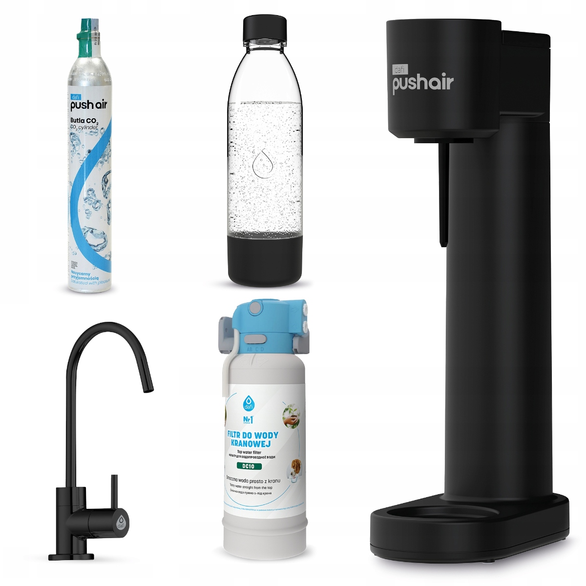 Kompaktowy zestaw do przygotowania filtrowanej wody gazowanej