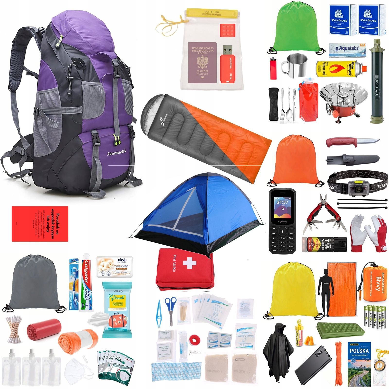 Kompleksowe wyposażenie plecaka ewakuacyjnego ReadyPack X2
