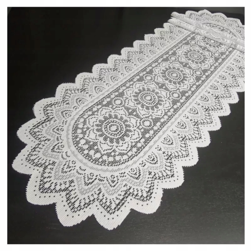 Bieżnik Biała Rozetka 35 x 120 cm – Elegancja w Twoim wnętrzu