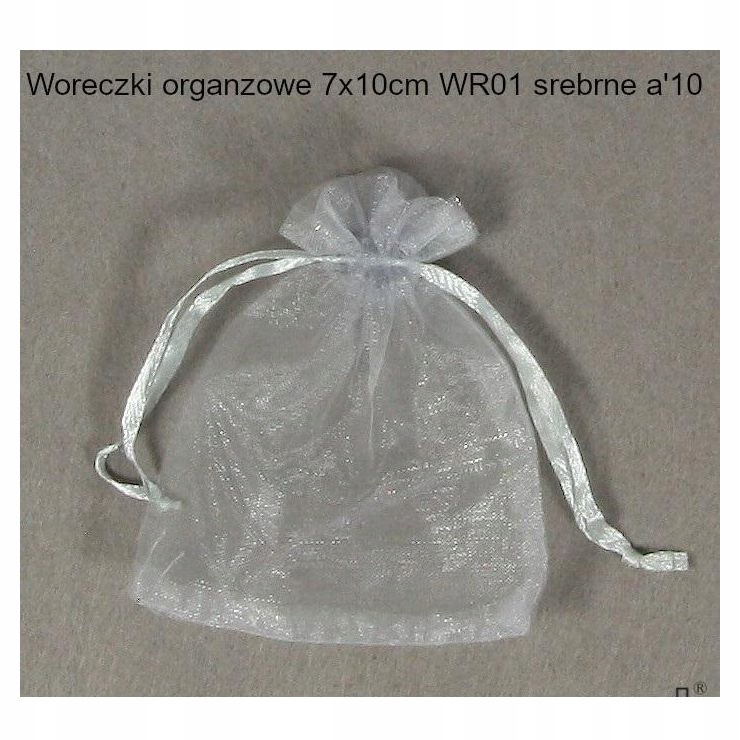 Woreczki organzowe srebrne 7x10cm 10szt – Elegancka prezentacja dla Twoich drobiazgów