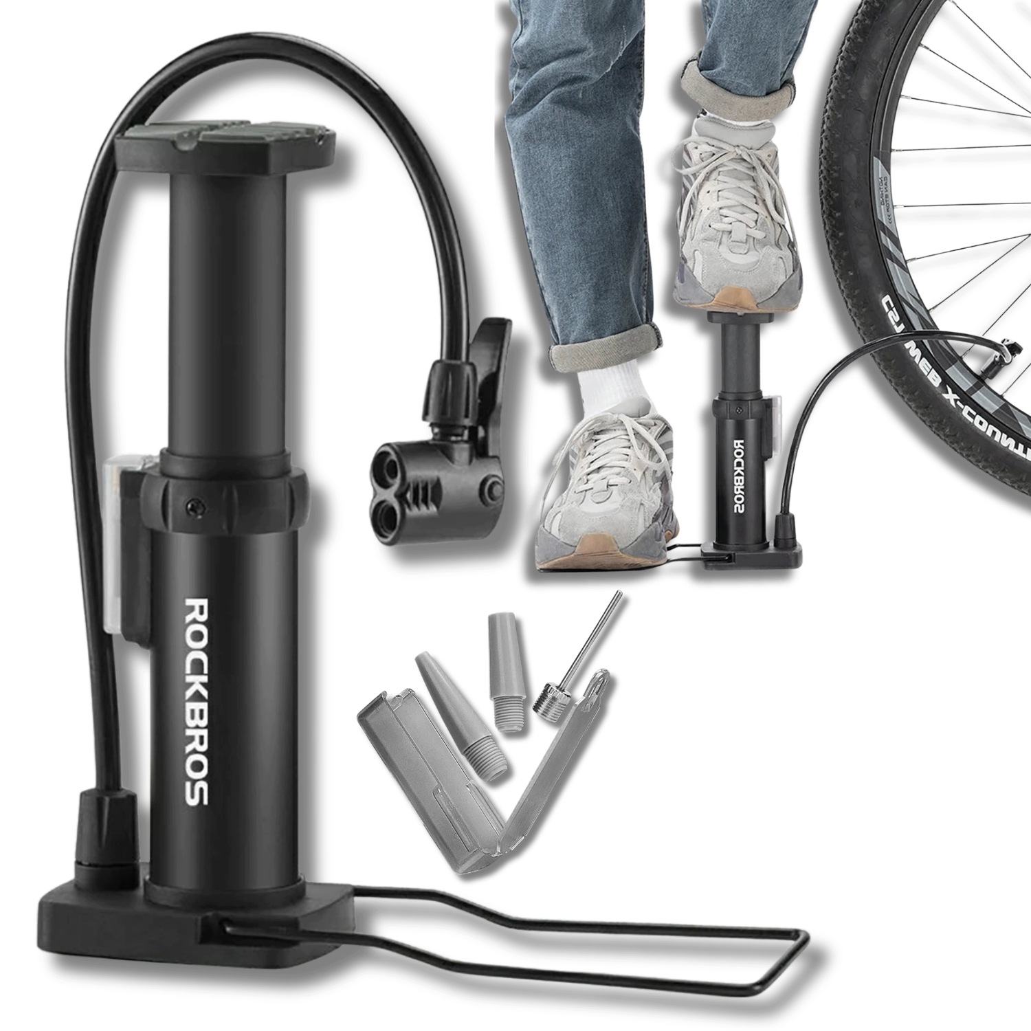 Pompka rowerowa 4522L nożna ultralekka - czarna