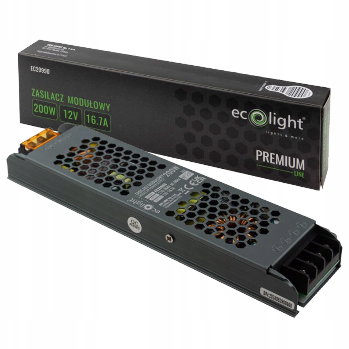 Zasilacz LED Modułowy Slim 200W 12V Premium EC20990 – Idealne rozwiązanie do oświetlenia