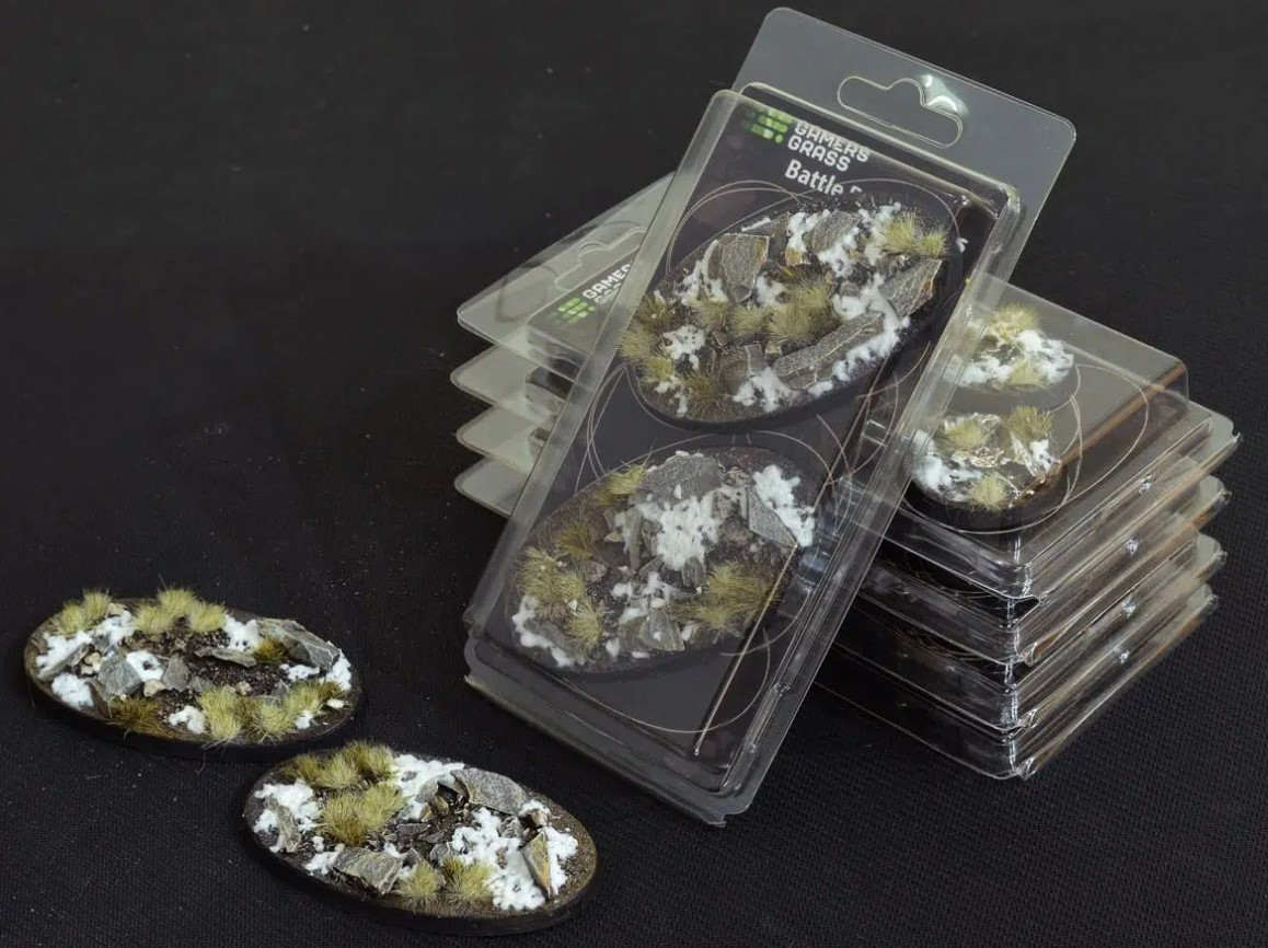 Gamers Grass: Bases Oval - Winter 90 mm (2 szt.) – Idealne podstawki dla Twoich figurek