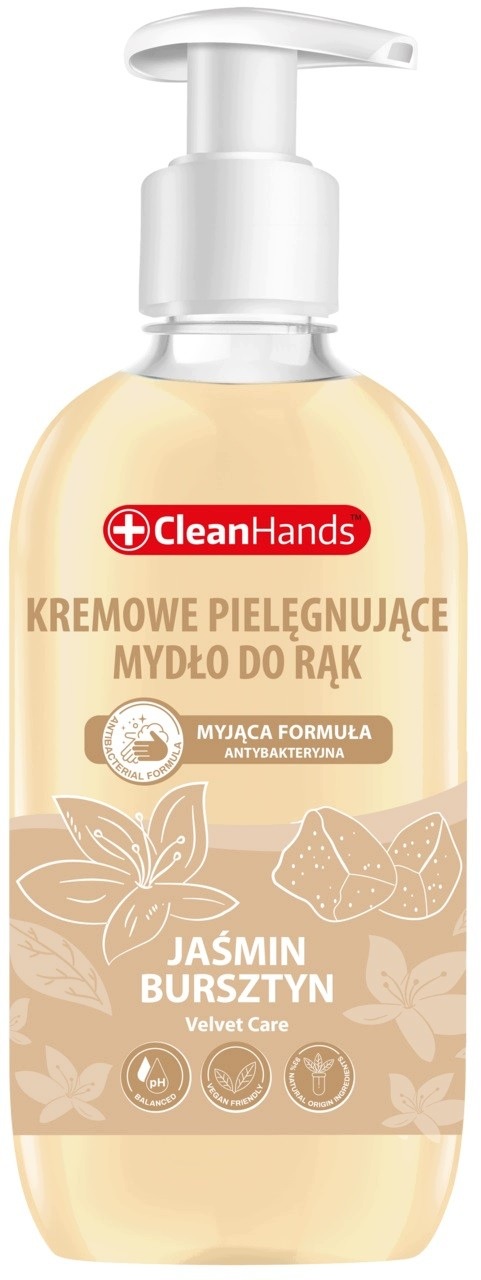 CLEANHANDS Kremowe mydło antybakteryjne do rąk w płynie Jaśmin i Bursztyn – Doskonała ochrona i pielęgnacja