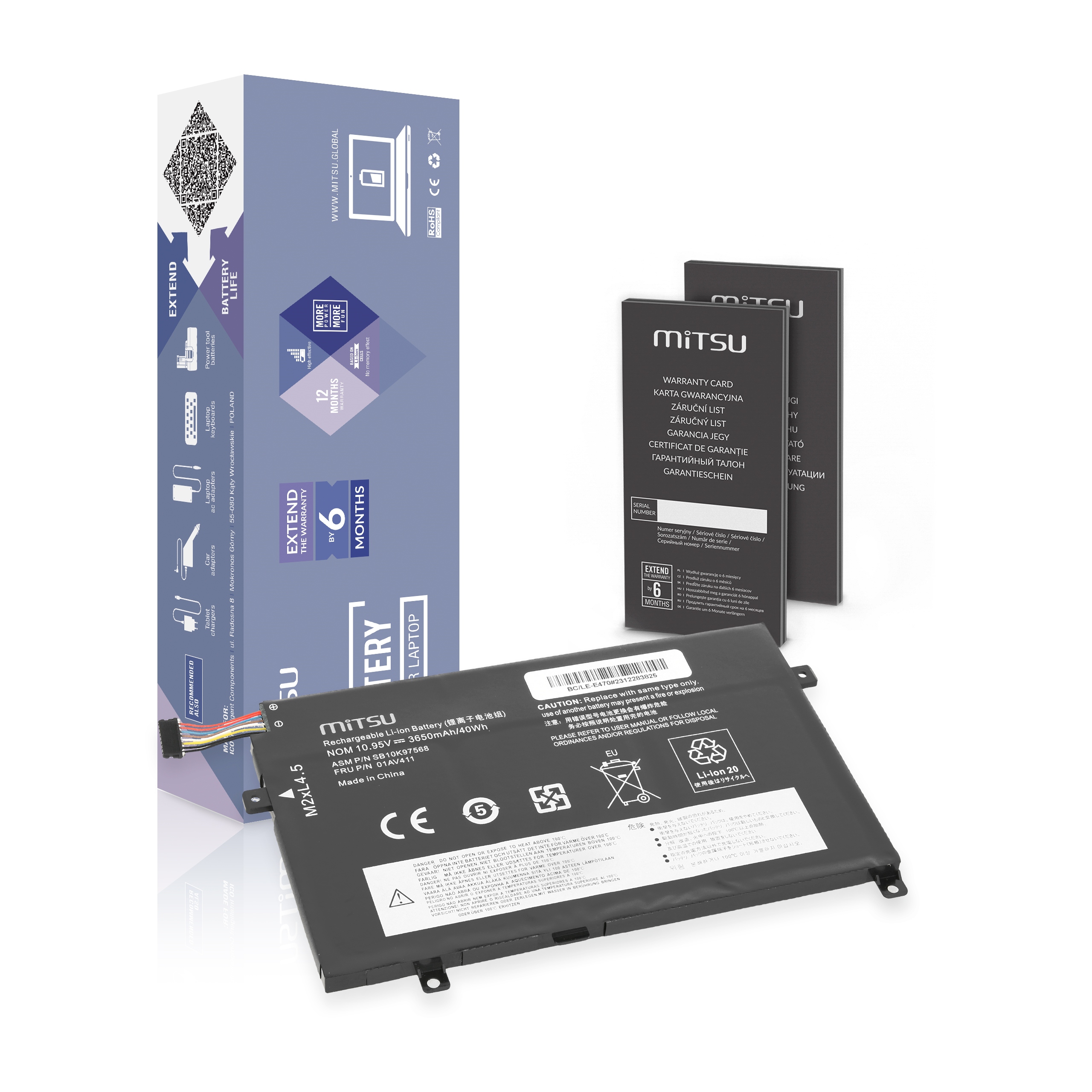 Bateria Mitsu 01AV411 do Lenovo ThinkPad E470, E475 – Wydajność i bezpieczeństwo