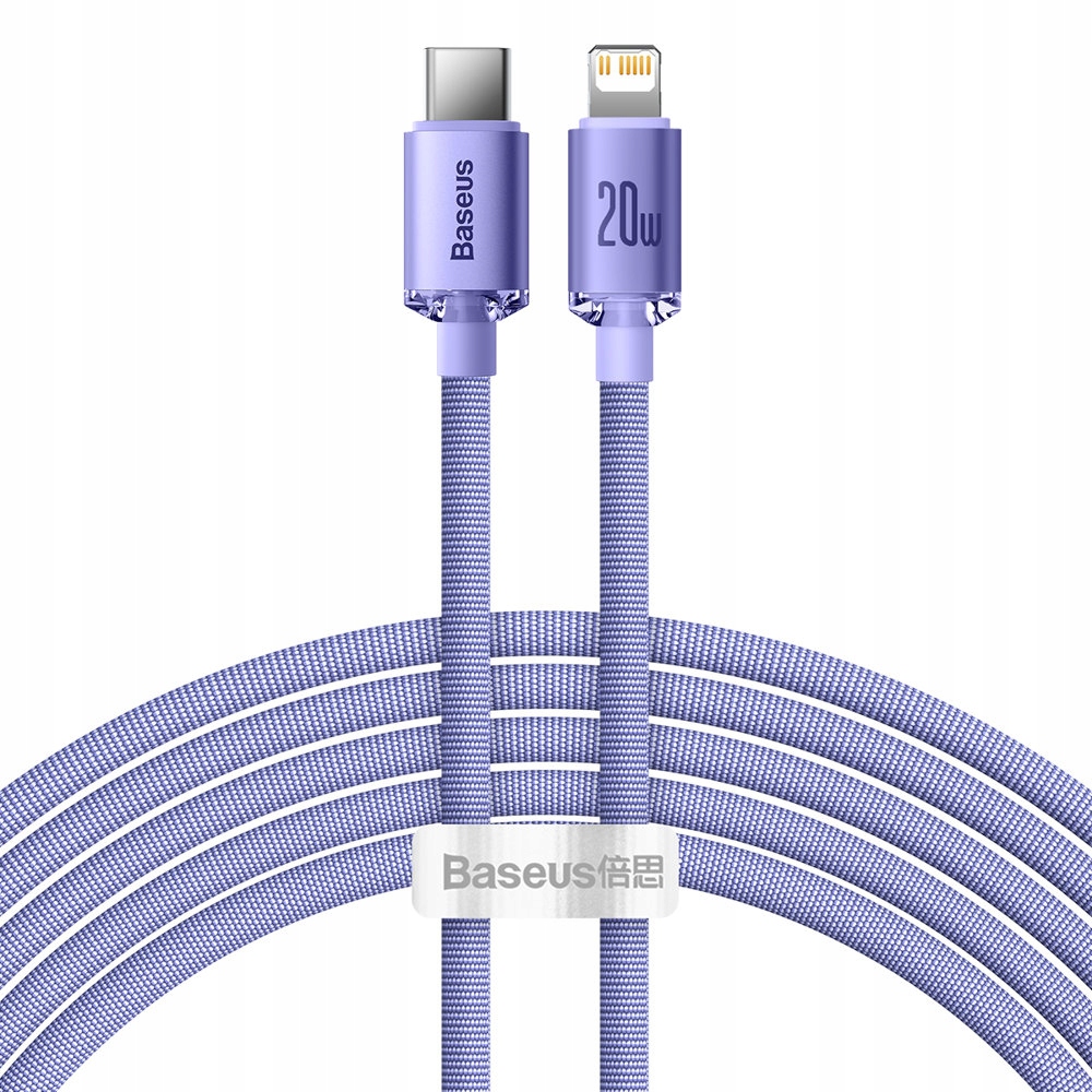 Kabel USB-C - Lightning 2 m Fioletowy Baseus Crystal Shine – Wysoka jakość i elegancki design