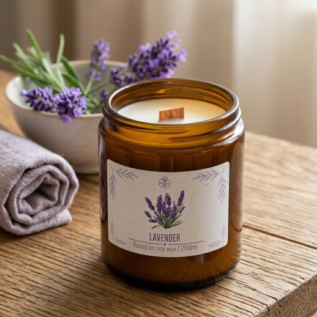 Świeczka zapachowa Lavender 250ml – Relaksujący aromat lawendy w Twoim domu
