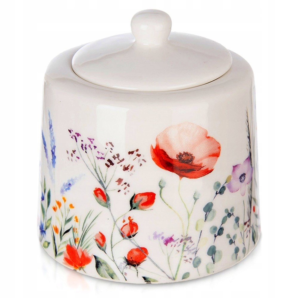 Cukierniczka Cukiernica Porcelanowa Biała Ozdobna Dekor Maki ORION 320 ml – Elegancja na Twoim stole