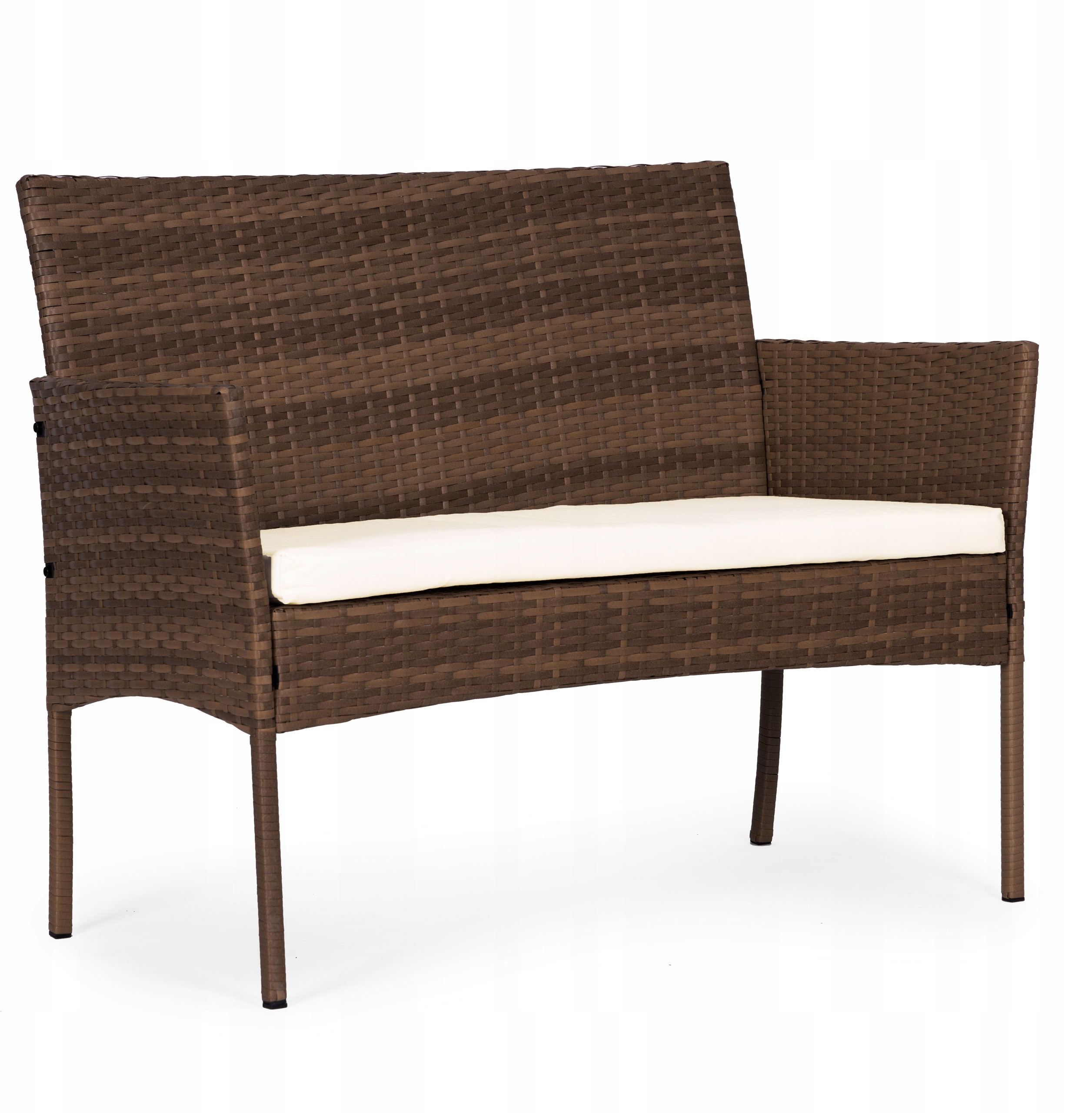 Komplet mebli ogrodowych z technorattanu – ławka, stolik, krzesła brązowy MultiGarden