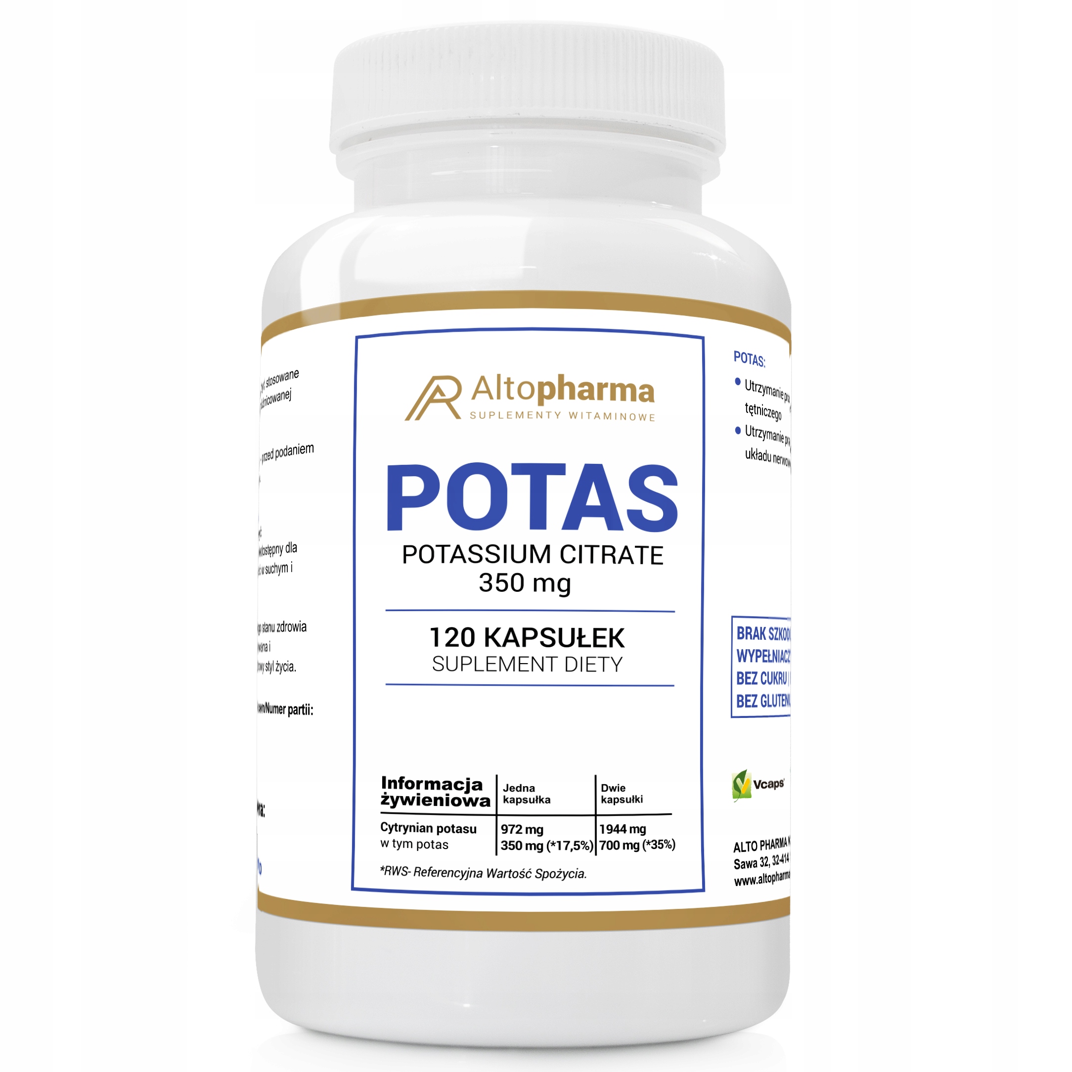 ALTOPHARMA Potas Cytrynian Potasu 350 mg – Suplement diety dla zdrowia