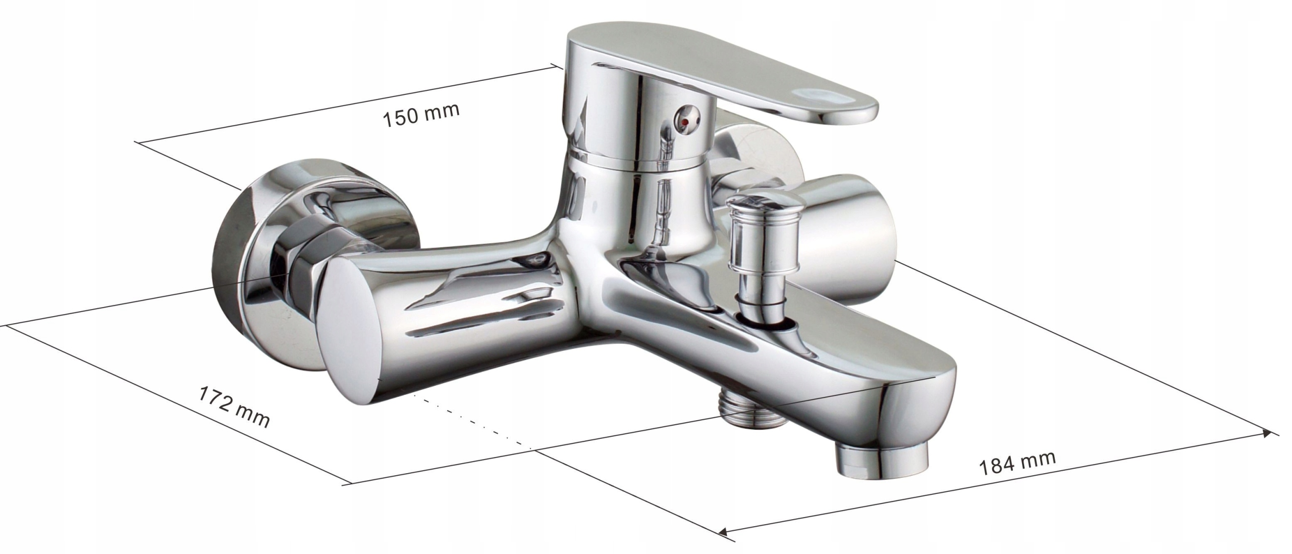 Zasięg wylewki 17,2 cm - idealne dopasowanie do każdej wanny