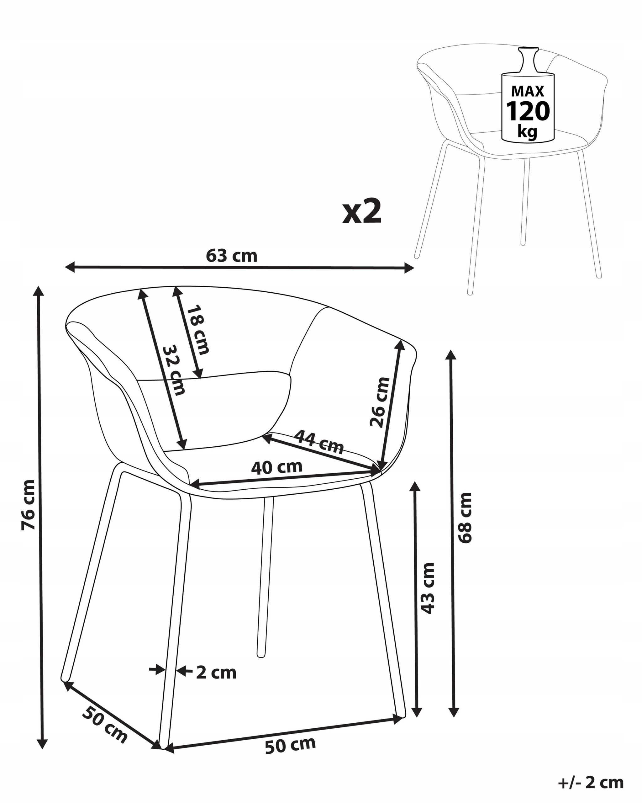 Wymiary i maksymalne obciążenie krzeseł