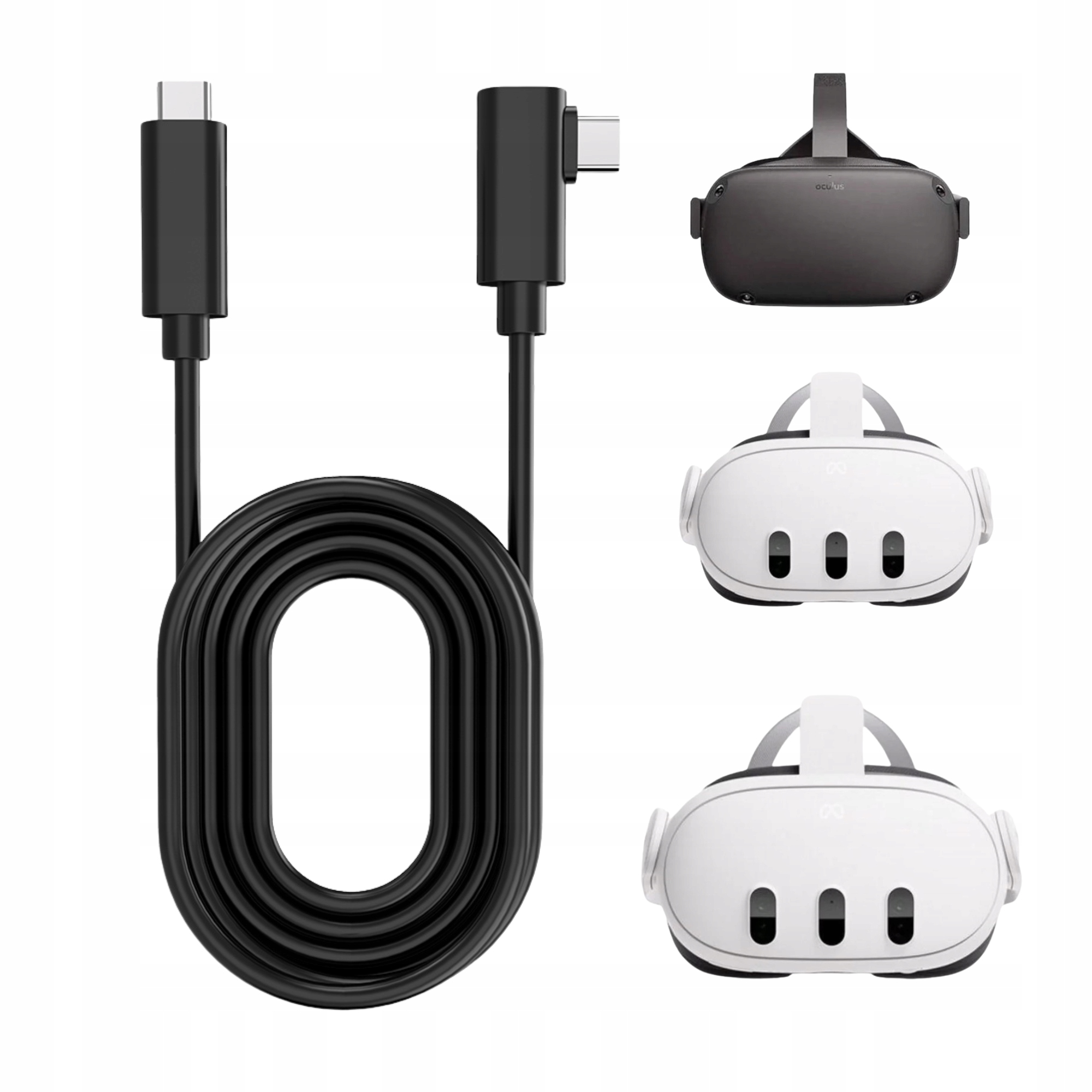 Kabel kątowy przewód 3M USB-C - Idealny do Okularów VR Meta Quest