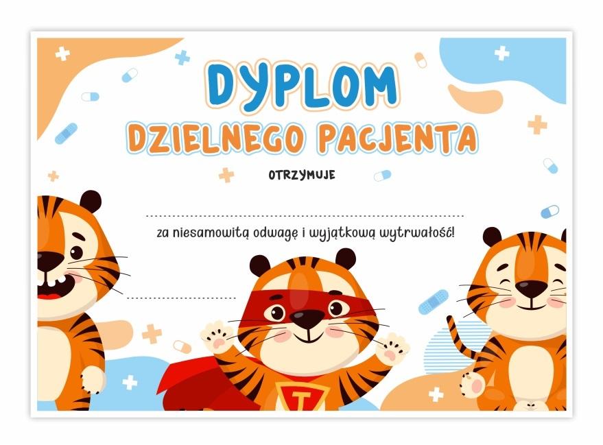 Dyplom A5 Dzielnego Pacjenta - Tygrys – Uśmiech dla Dzieci po Wizycie u Lekarza