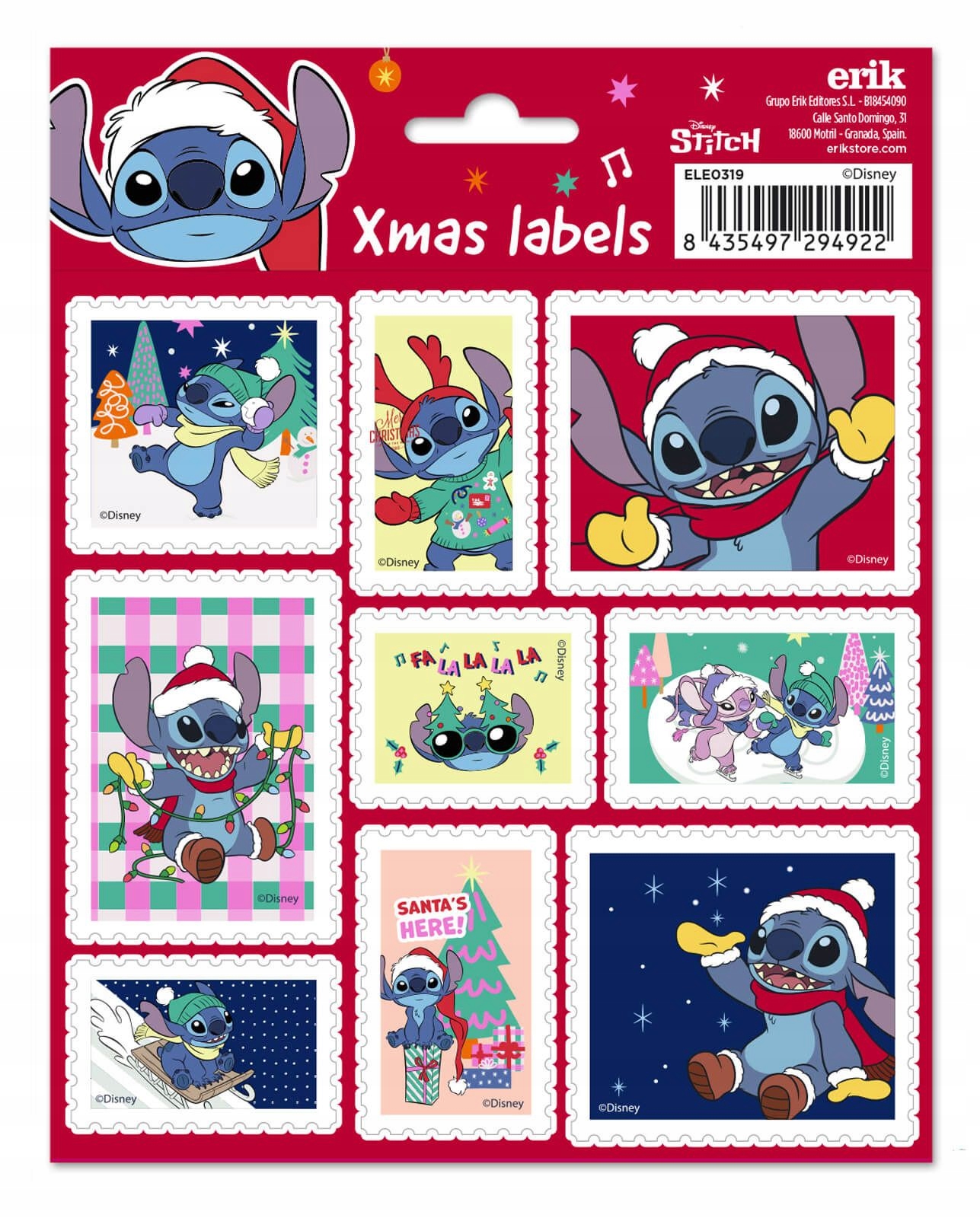 Disney Stitch - Zestaw naklejek świątecznych samoprzylepnych 18 szt.