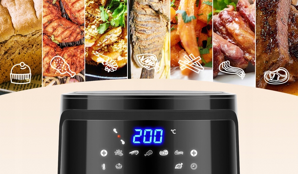 Frytkownica Beztłuszczowa 7L 1900W Air Fryer XL Frytownica Ava LCD Czarna – Zdrowe gotowanie w Twojej kuchni