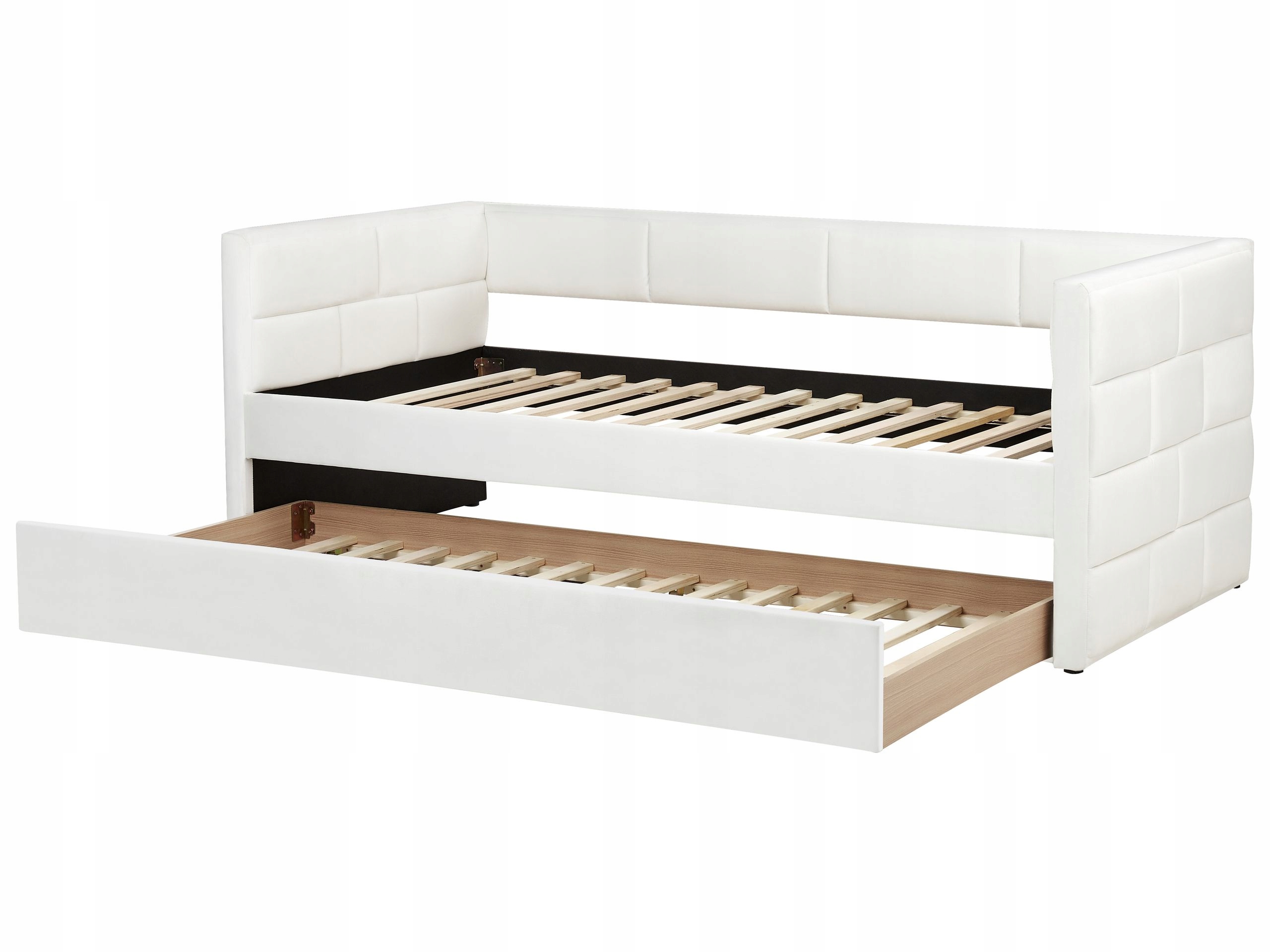 Łóżko wysuwane Welur CHAVONNE 90 x 200 cm Złamana biel – Elegancja i funkcjonalność w Twoim wnętrzu