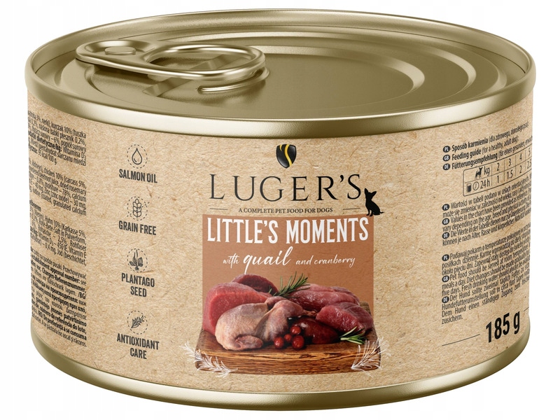 Karma mokra dla psów małych ras Luger's Little's Moments z przepiórką i żurawiną 185 g – Doskonały wybór dla Twojego pupila