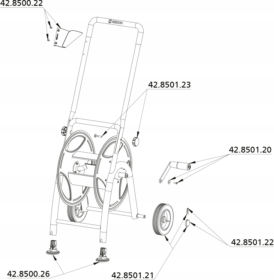 Wymiary i waga wózka na wąż