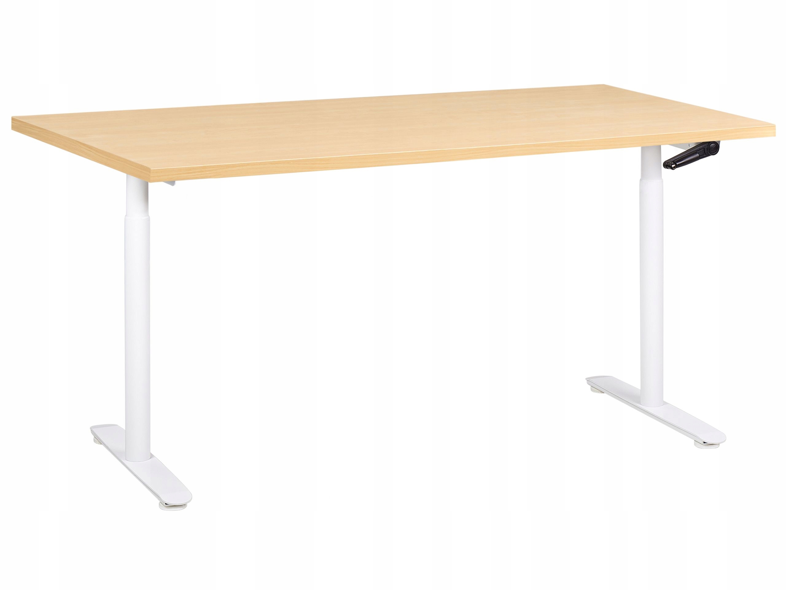 Biurko regulowane manualnie DESTINAS Jasny brąz/biały 160 cm – Idealne miejsce pracy