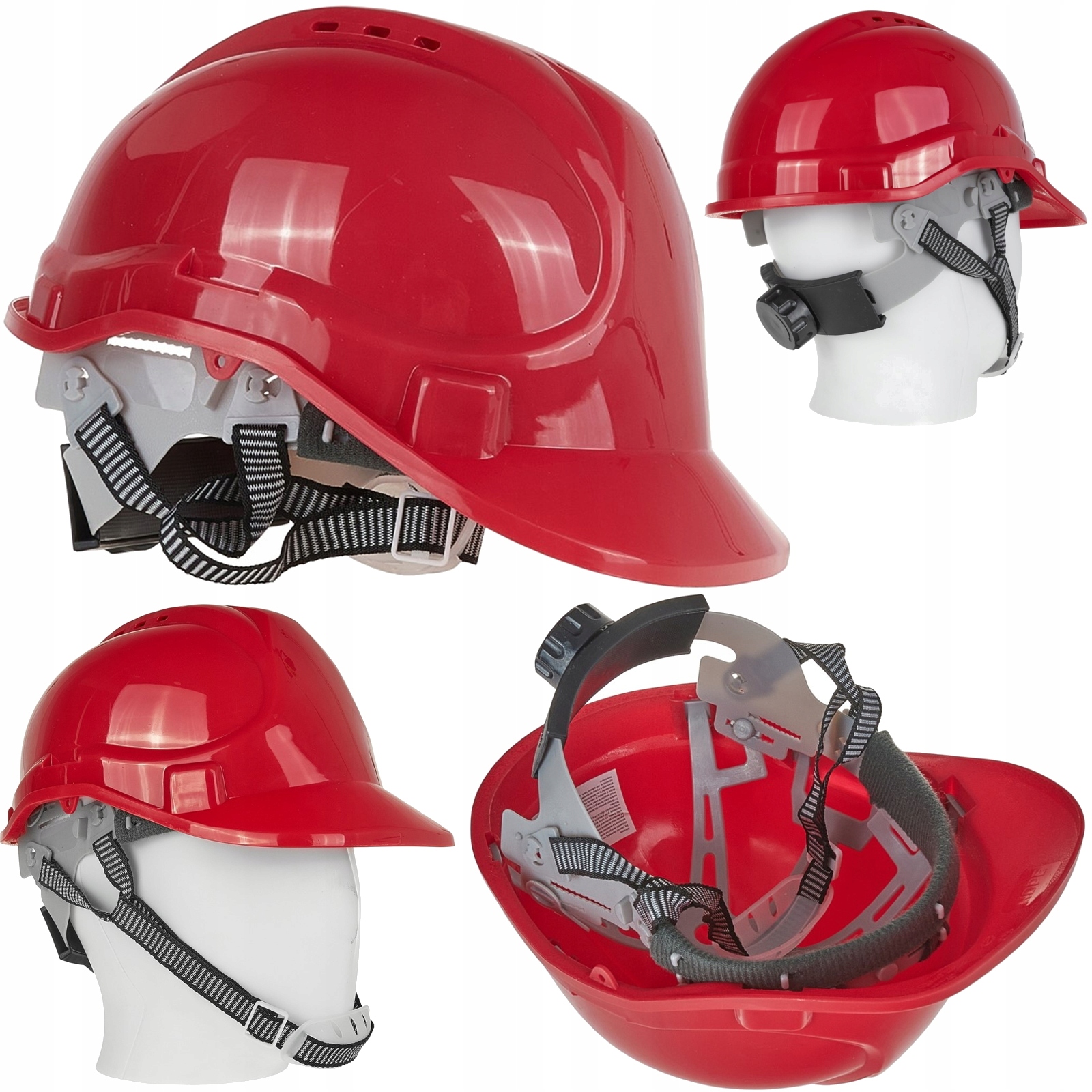 Kask ochronny budowlany BHP regulowany – czerwony G90033