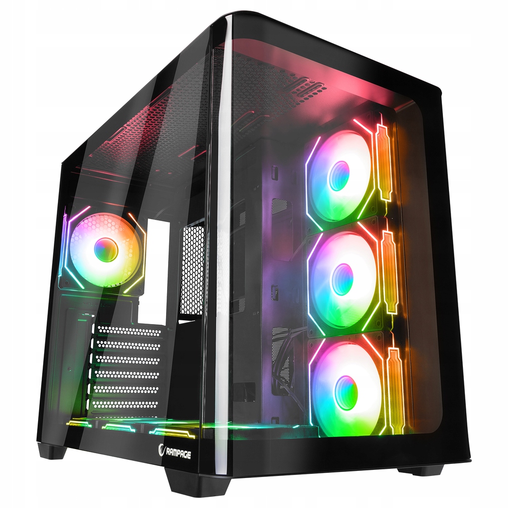 Rampage Loopy Obudowa PC akwarium 7x wentylator ARGB Infinity HUB czarna – Idealne rozwiązanie dla graczy