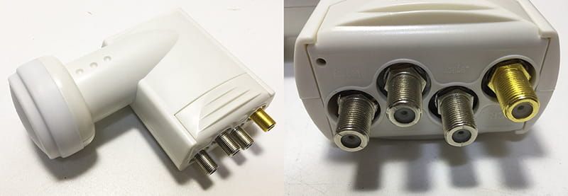 Zdjęcie podłączeń F w konwerterze Opticum Robust UNICABLE LNB SCR 3 Zdjęcie podłączeń F w konwerterze Opticum Robust UNICABLE LNB SCR 3