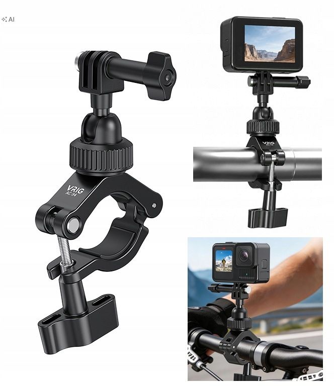 Uchwyt na kierownicę rower motocykl hulajnoga 360 do GoPro SJCam Xiaomi DJI – Idealny do nagrywania w ruchu