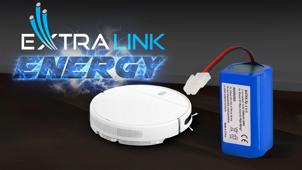 bateria do odkurzaczy xiaomi obok białego robota sprzątającego