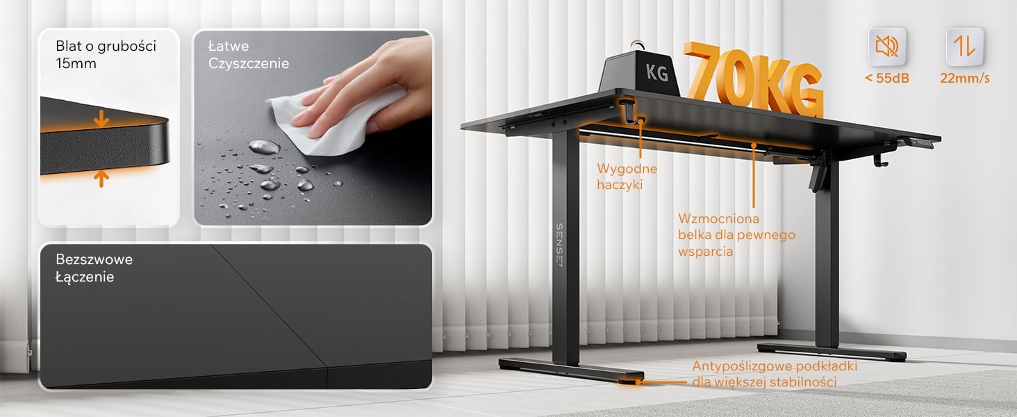 Biurko elektryczne Sense7 Nojo Light