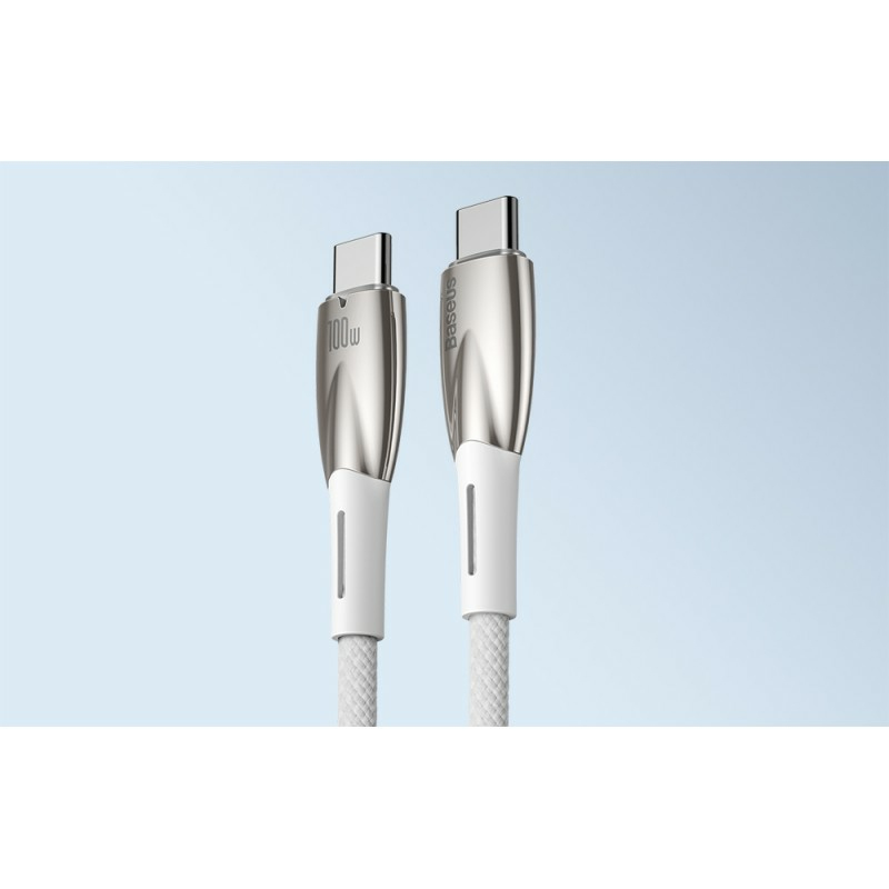 Kabel USB-C - USB-C 2 m Biały Baseus Glimmer Series – Szybkie ładowanie i transfer danych