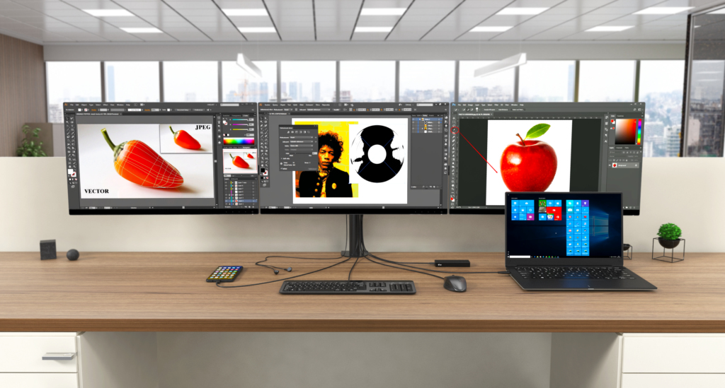 Obsługa trzech monitorów zewnętrznych w rozdzielczości 4K