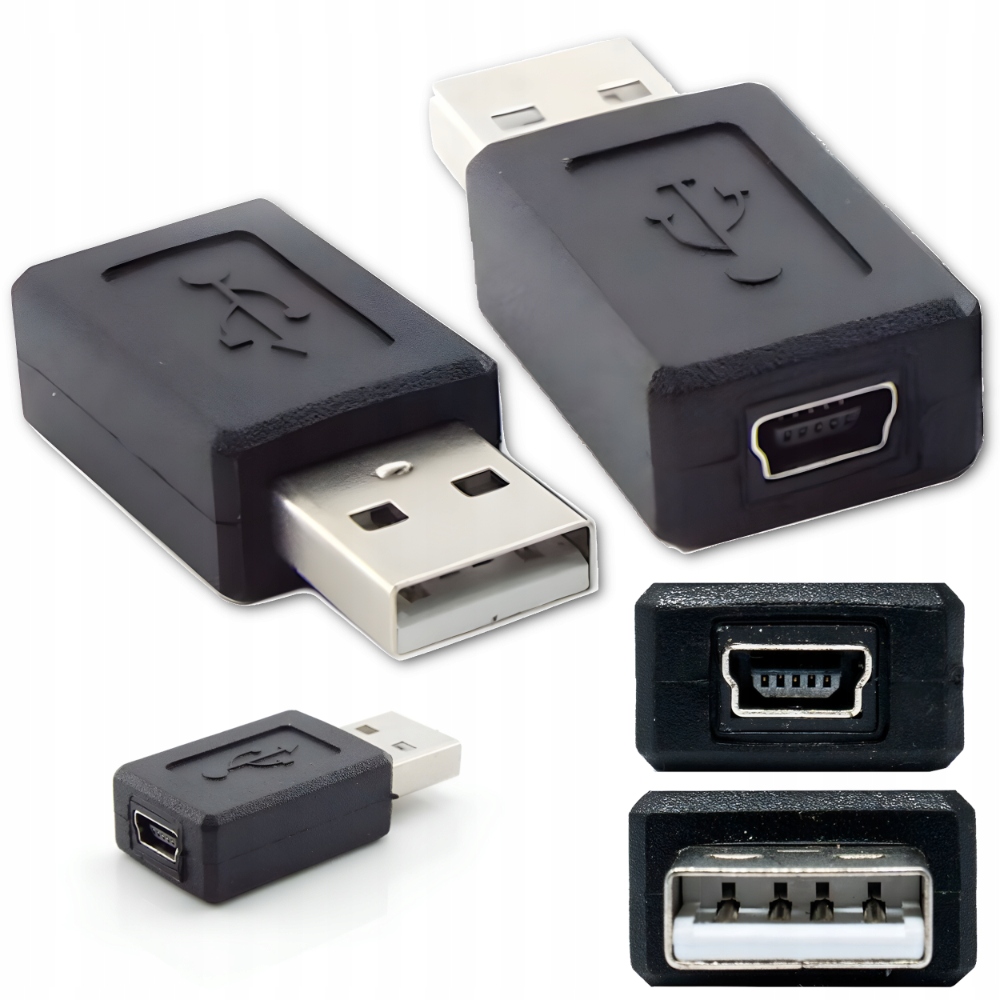 Adapter USB ŚwiatKabli – Przejściówka męskie USB - żeńskie MINI USB
