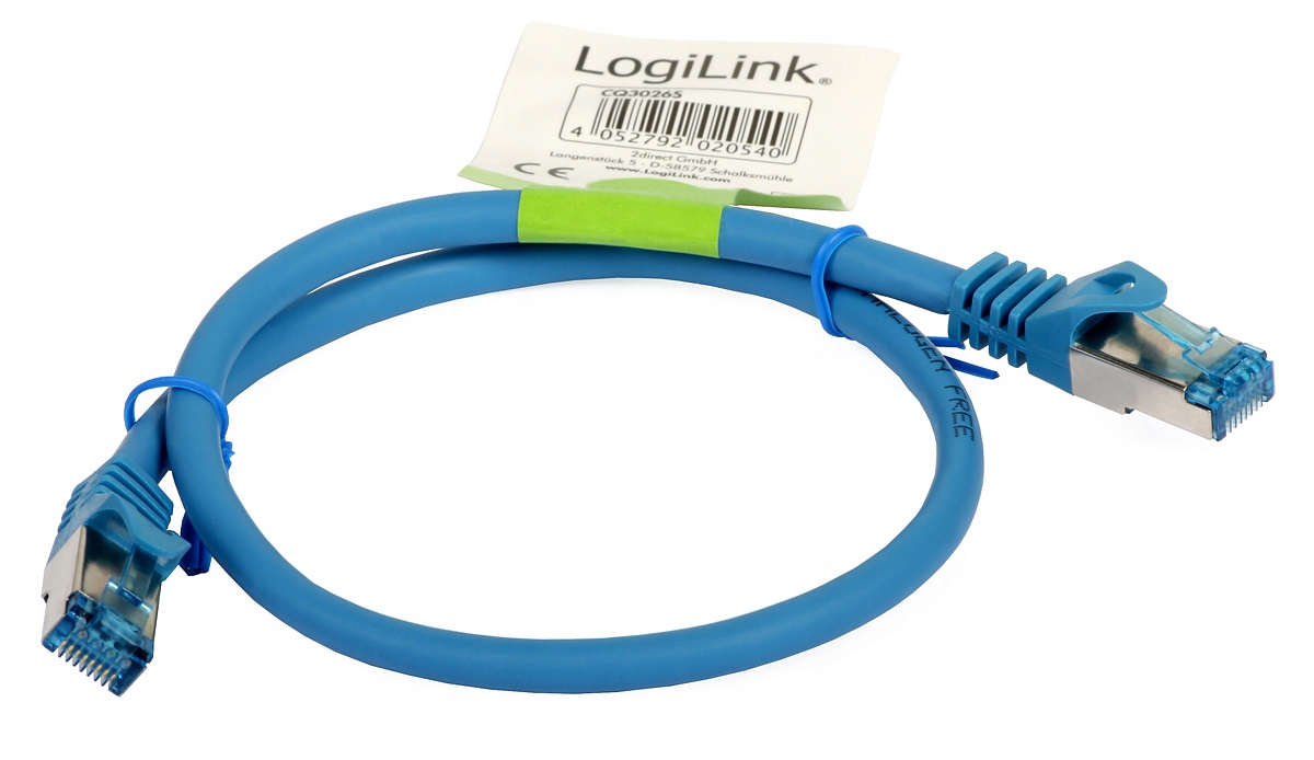 Patchcord LogiLink CQ3026S Cat.6A S/FTP 0,50m niebieski – Wysoka jakość połączeń sieciowych