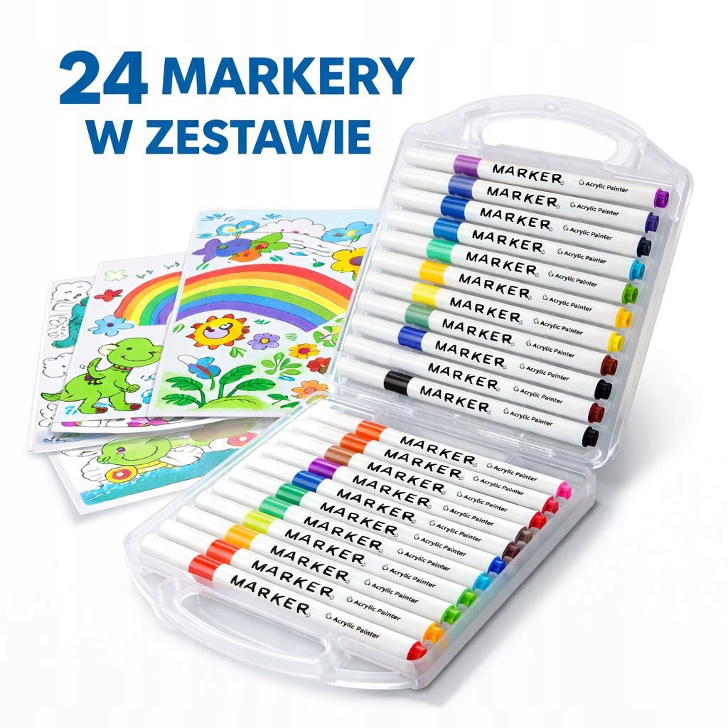 Markery Akrylowe 24 Zestaw Markerów do Rysowania w Etui – Kreatywność w Twoich Rękach