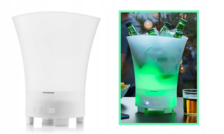 InnovaGoods Pojemnik z LEDami i Głośnikiem na Akumulator – Idealny na Imprezy
