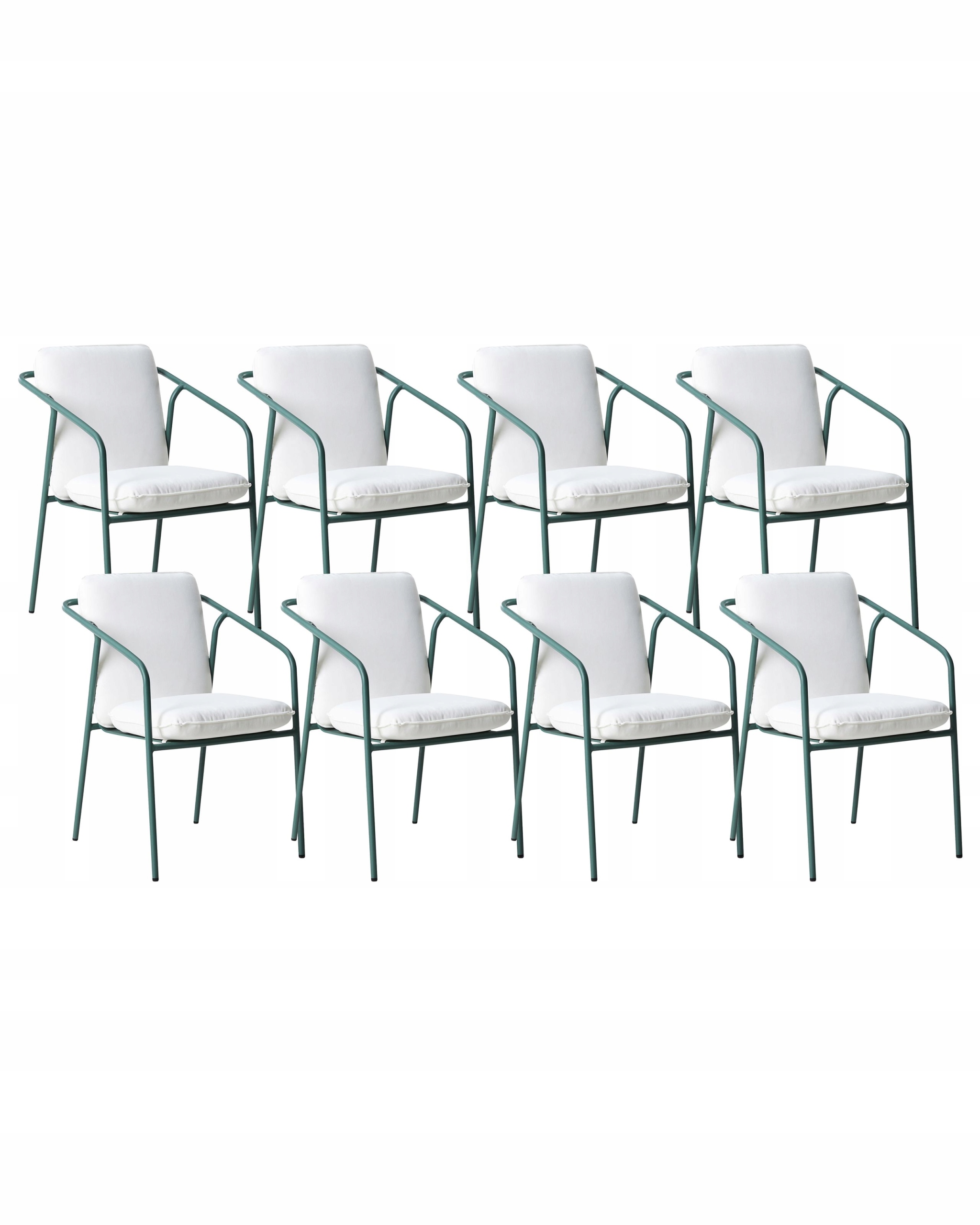 Zestaw 8 krzeseł ogrodowych z poduszkami ASCIANO Metal Zielony – Idealne do Twojego ogrodu