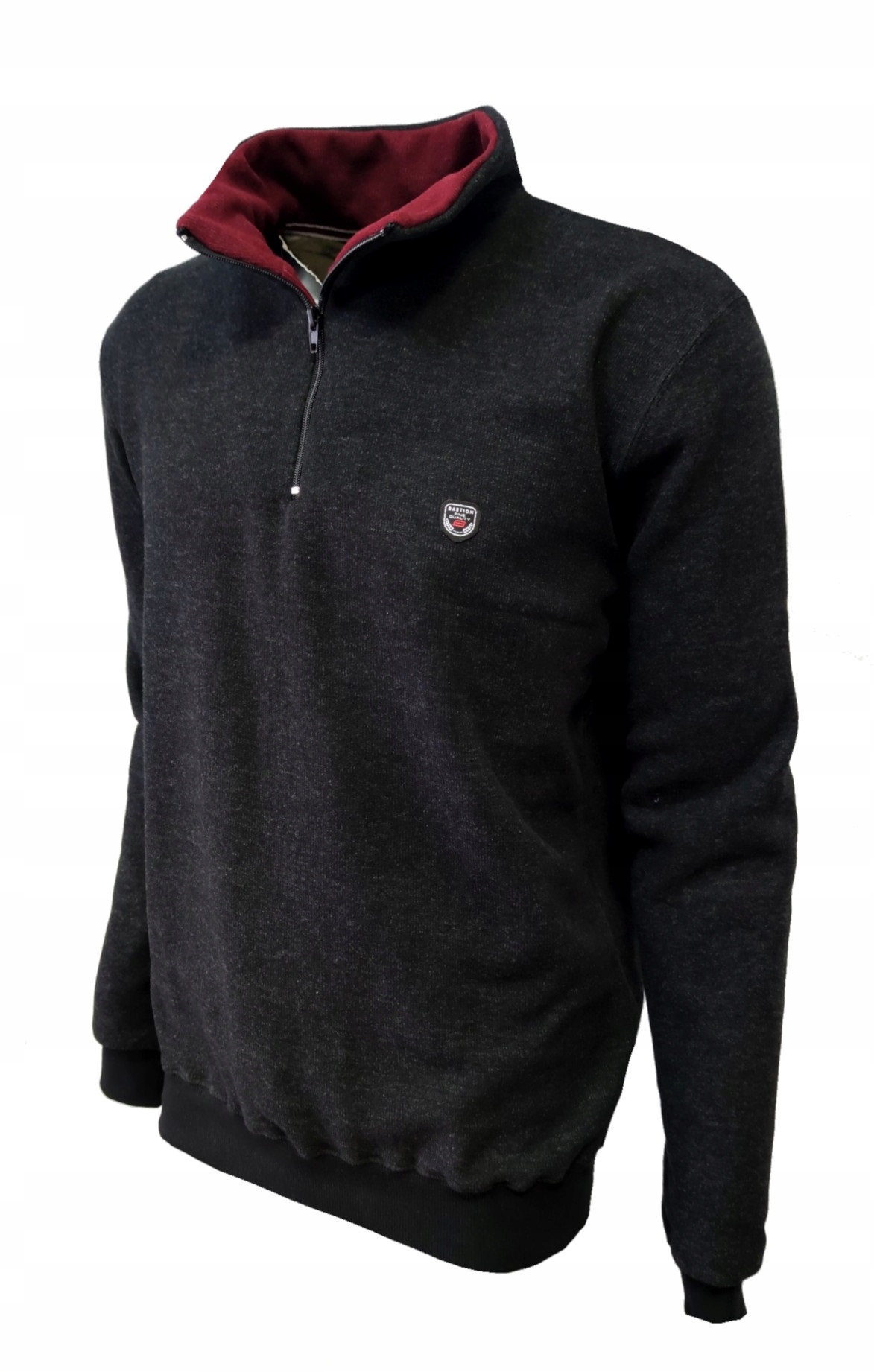 Bluza męska sportowa czarna suwak XXL BASTION Model SUWAK