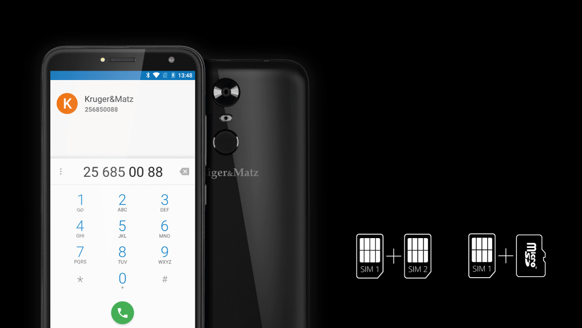 Dwa w jednym Zawsze nosisz ze sobą dwa telefony? Teraz możesz je zastąpić jednym – Kruger&Matz MOVE 8! Smartfon posiada funkcję dual SIM, co pozwala na korzystanie z dwóch kart jednocześnie. Dodatkowo, jeśli 8 GB pamięci wewnętrznej to za mało, możesz użyć jednego ze slotów na zainstalowanie karty microSD, by rozszerzyć pamięć urządzenia.