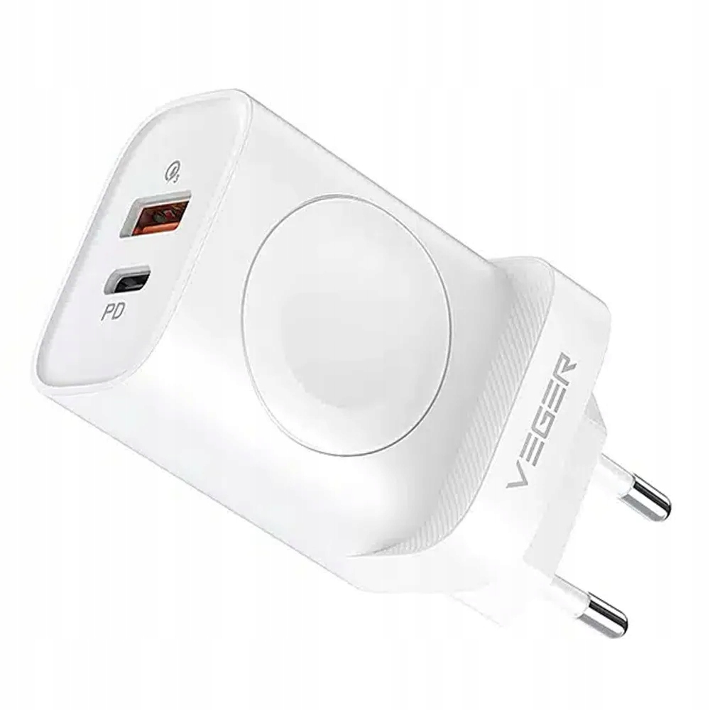 Ładowarka sieciowa USB A + Typ C + ładowarka indukcyjna kompatybilna z Apple Watch PD QC3.0 3A 25W W002E – Wydajność i nowoczesność w jednym