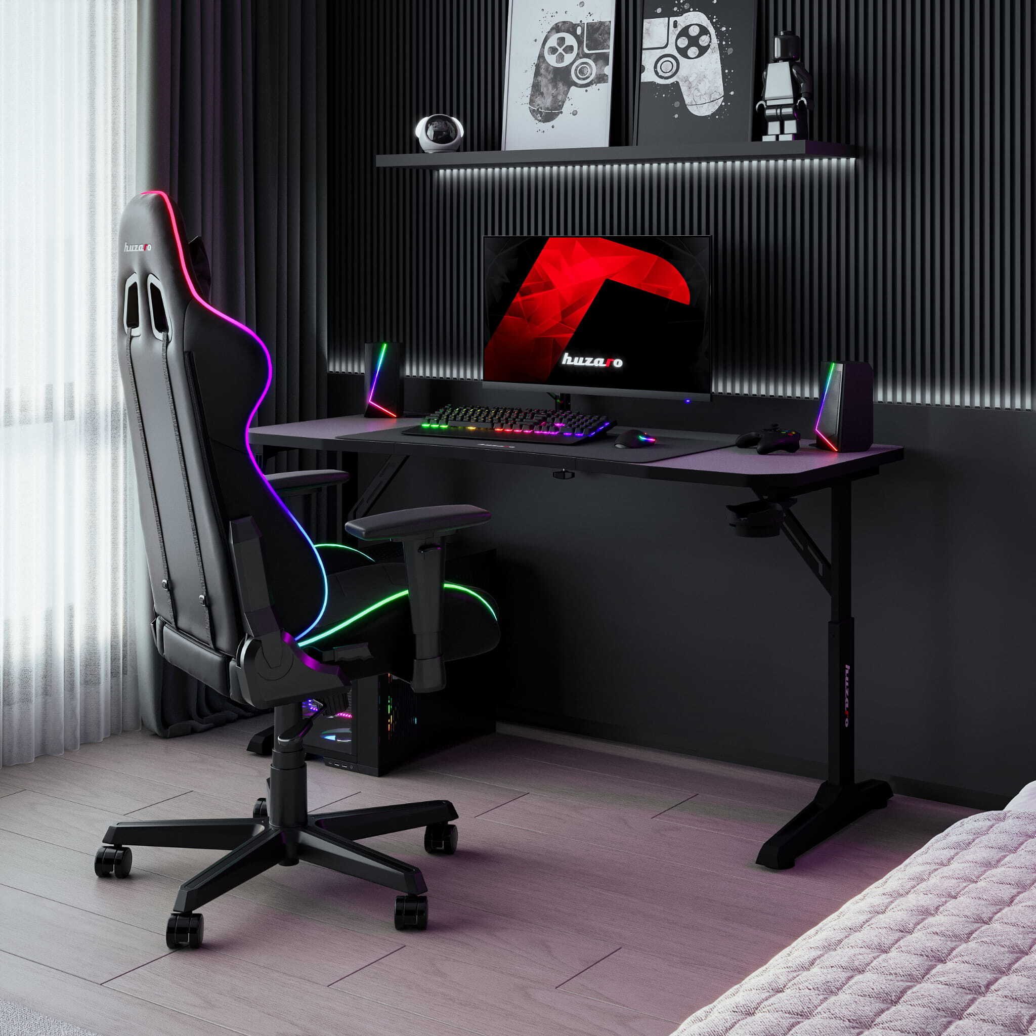 Biurko gamingowe Huzaro Hero 3.6 RGB Black – Idealne dla graczy