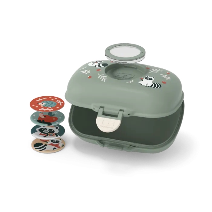 Lunchbox dziecięcy Monbento Gram Racoon oliwkowy – Idealny na drugie śniadanie