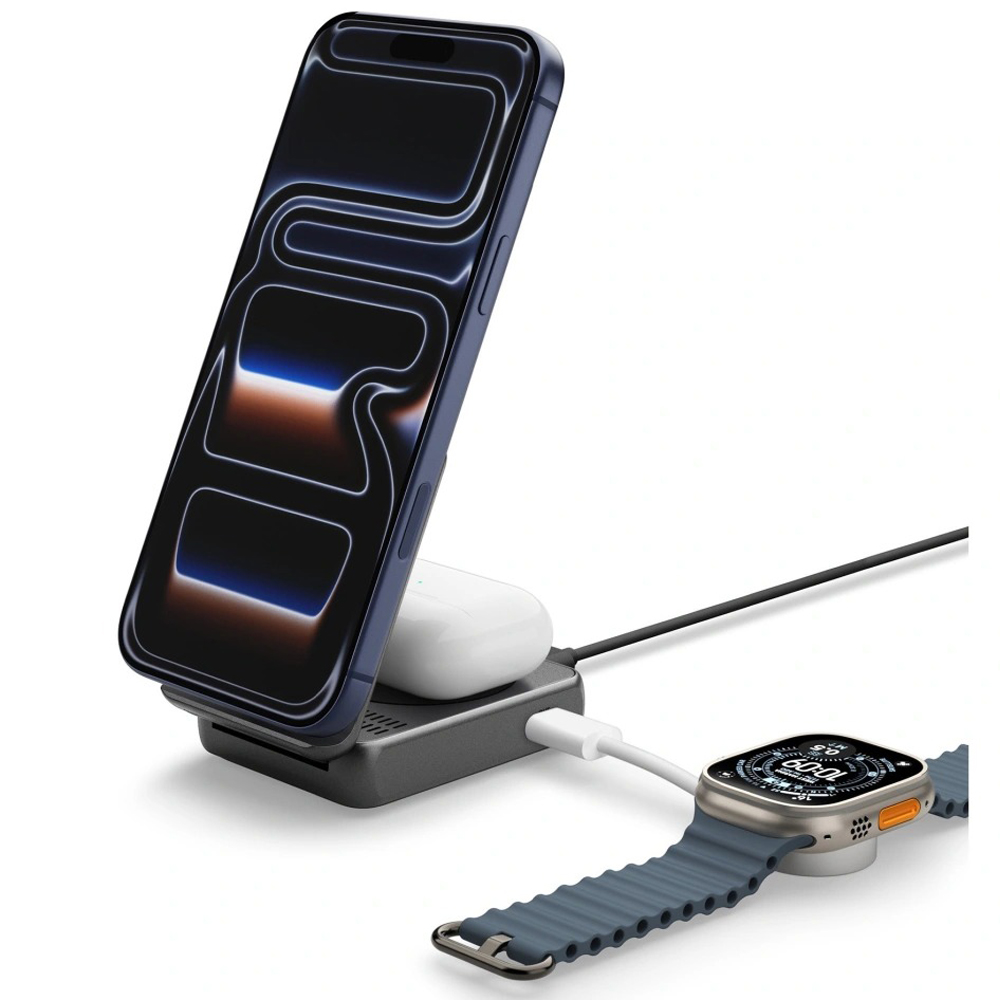 ESSENTIAL EF302MOQ Qi2.2 2IN1 MAGNETIC MAGSAFE WIRELESS CHARGER BLACK – Nowoczesna ładowarka bezprzewodowa