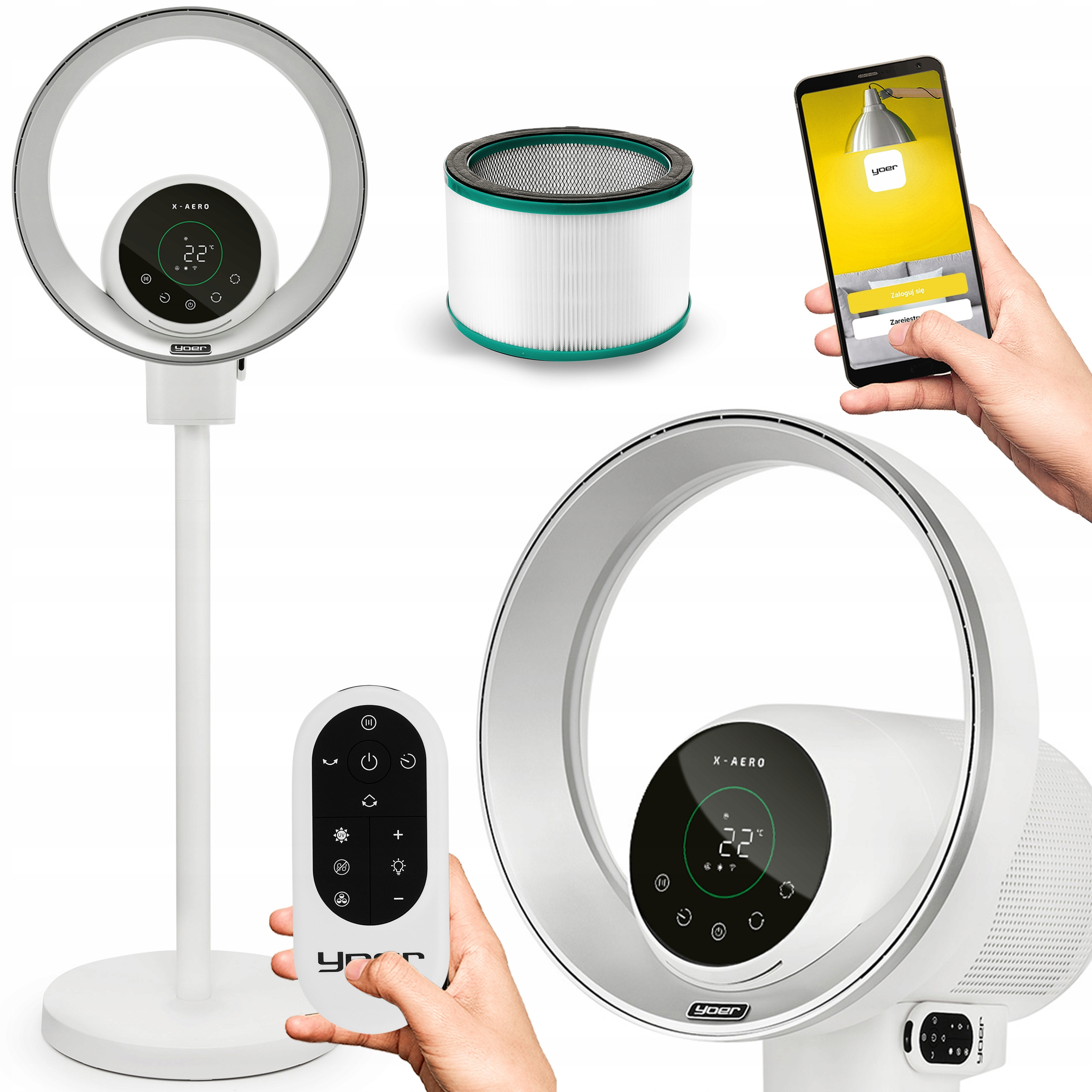 Wentylator Yoer Cichy WENTYLATOR Bezłopatkowy Wi-Fi + Pilot - Yoer X-Aero BLF01W