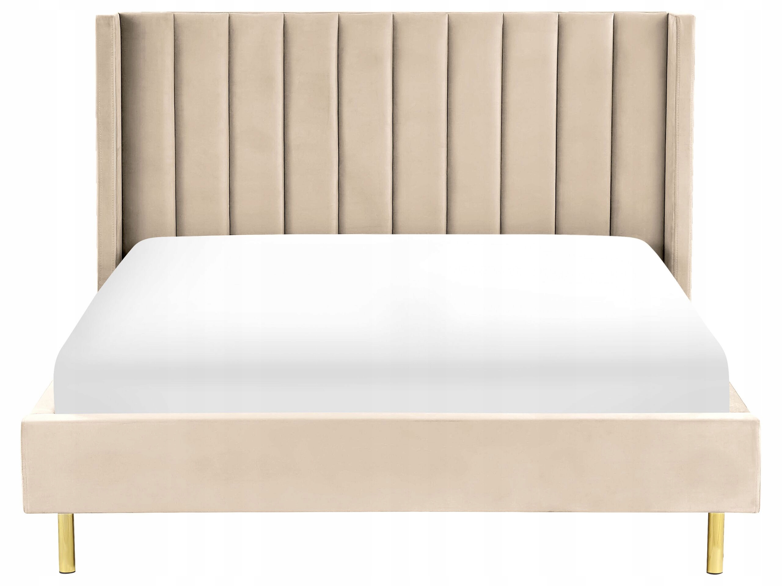 Łóżko welurowe 160 x 200 cm beżowe VILLETTE – Luksusowy wypoczynek w Twojej sypialni