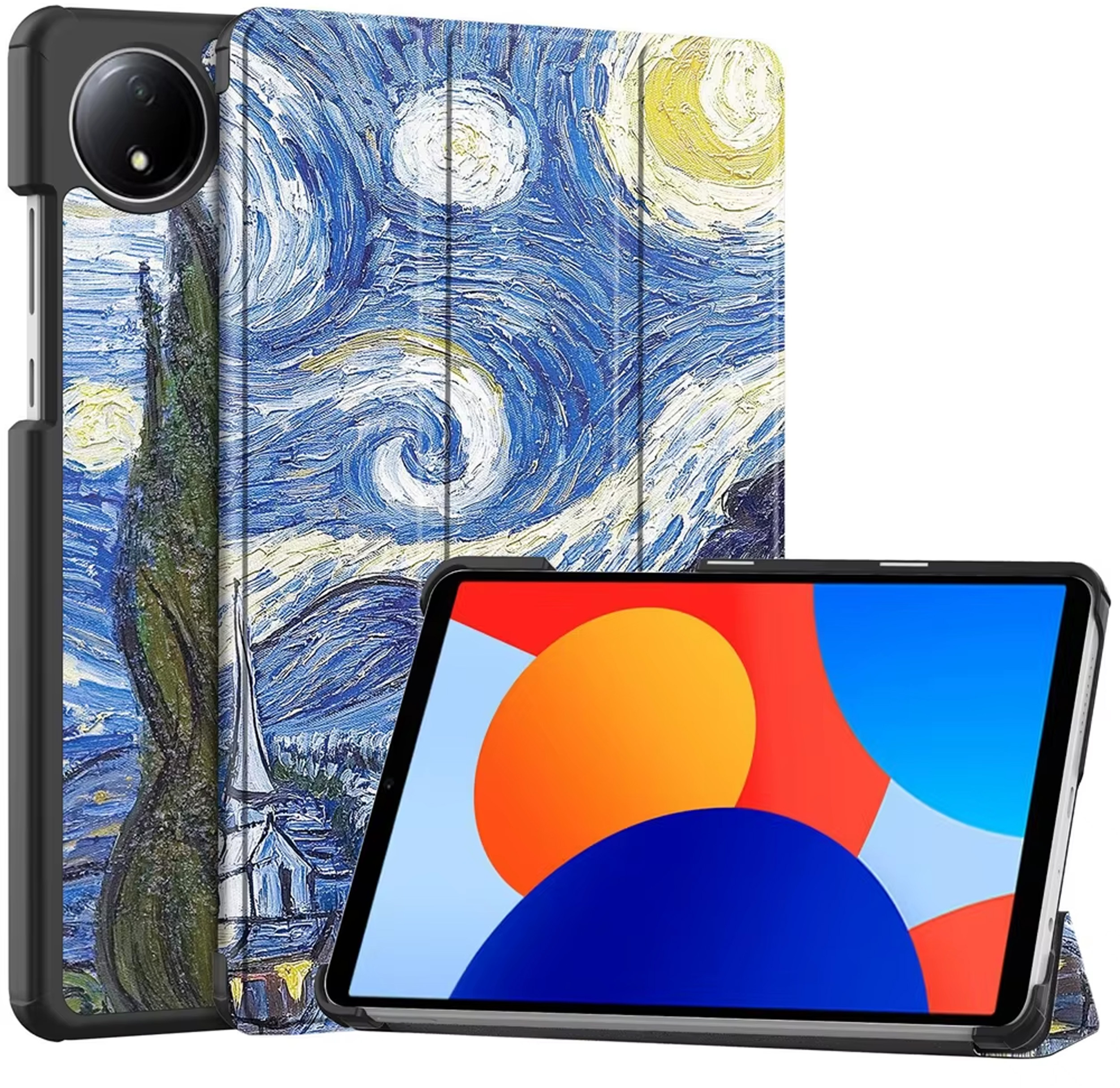 Graficzne etui z klapką podstawką do Xiaomi Redmi Pad SE 8.7 2024 – Styl i ochrona w jednym