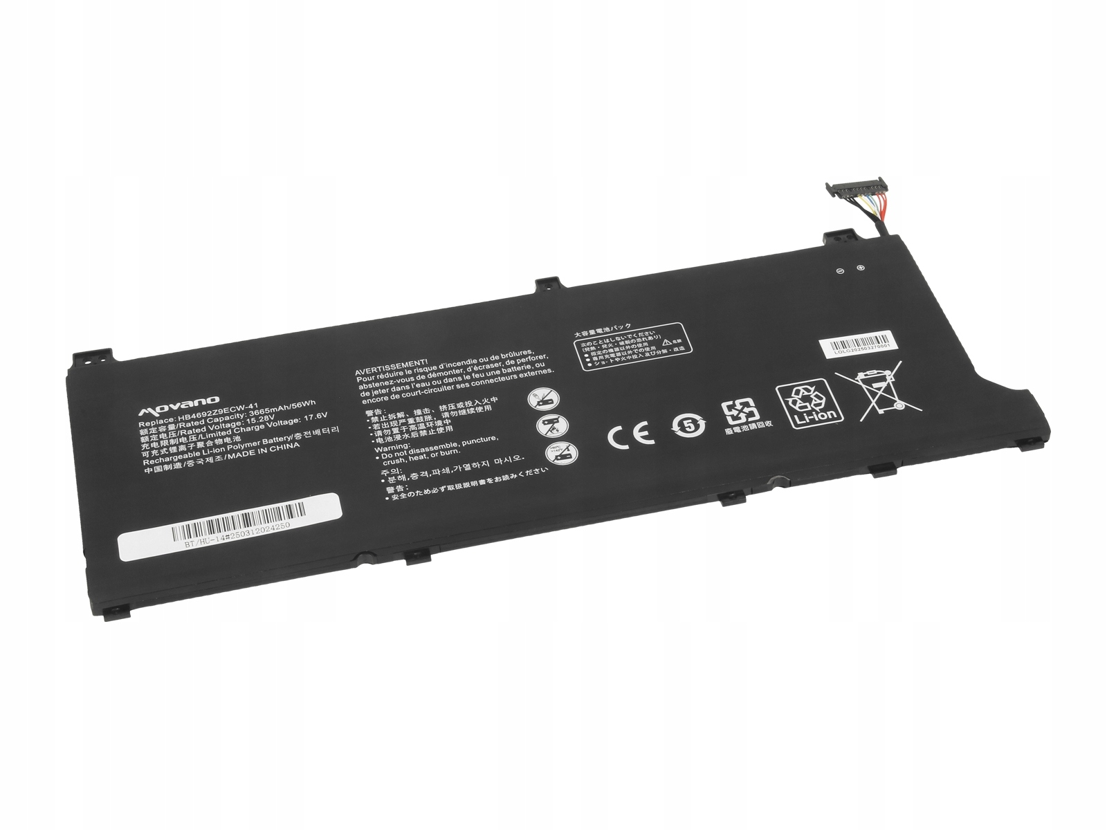 Pojemność 3665 mAh i napięcie 15.28V