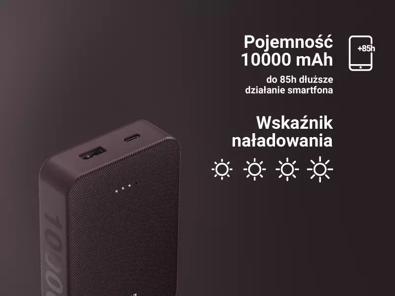 Wyświetlacz LED pokazujący poziom naładowania w czterech poziomach