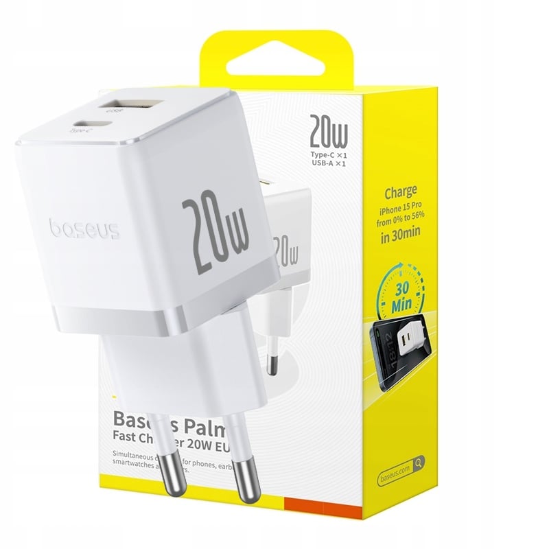 Ładowarka sieciowa Baseus Palm 20W USB-A, USB-C – Szybkie ładowanie w kompaktowej formie